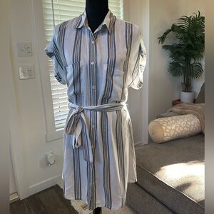 Blk striped linen dress